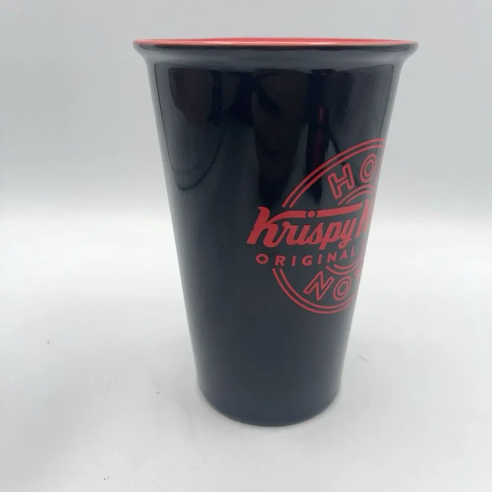 Krispy Kreme Ceramic Black Travel Tumbler w/Logo – Hot Coffee Cup -  NO LID
